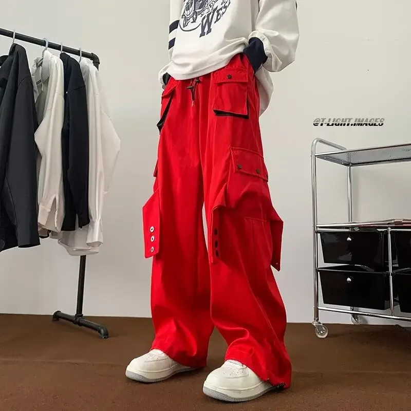 Fashion Trend Art Solid Color Straight Leg Casual Pants Loose Hip Hop Style Mens Spring Autumn Youth Trend 250321