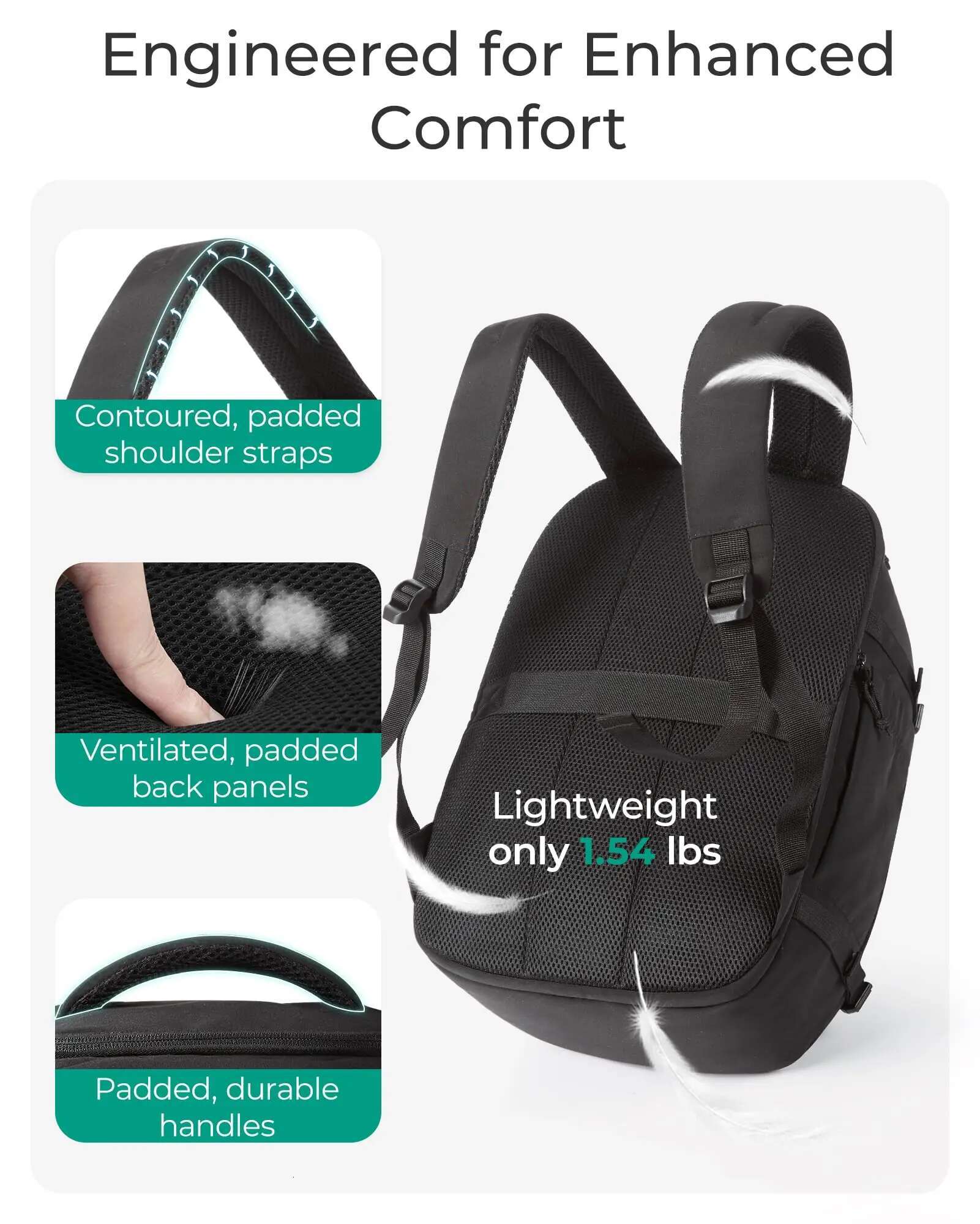 BAGSMART Flight Approved 30L Lightweight Backpack For Men Women Waterproof Travel Bag With USB Charging Port