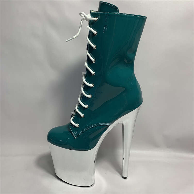 High Heel Autumn Round Toe Super High Heels Waterproof Platform CM Women S Short Trendy Low Cut Leg Slimming Green Fashion Boots