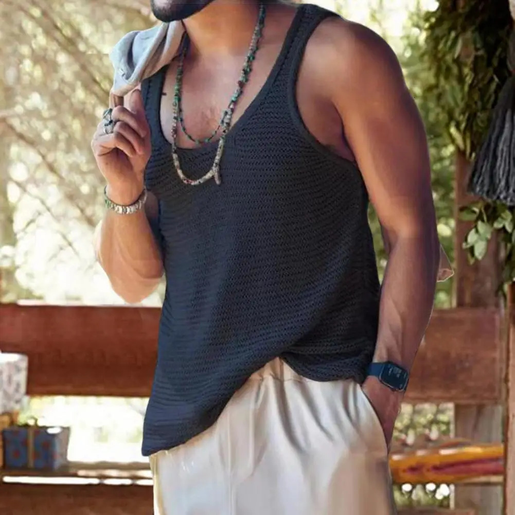 Chic Tank Top Simple Style Sports Sweat Absorption Streetwear Men Summer Vest 250325