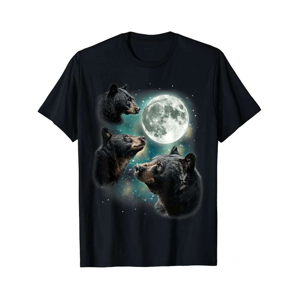 Designer T shirt Three Dragons Howling At The Moon Funny Dragon Starry Night - 220g Tshits