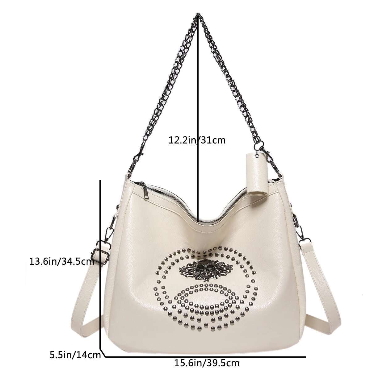 Fashion Chain Handbag Tote High Capacity Solid PU Leather Messenger For Women Halloween Skull Street Shoulder Bag Hobos