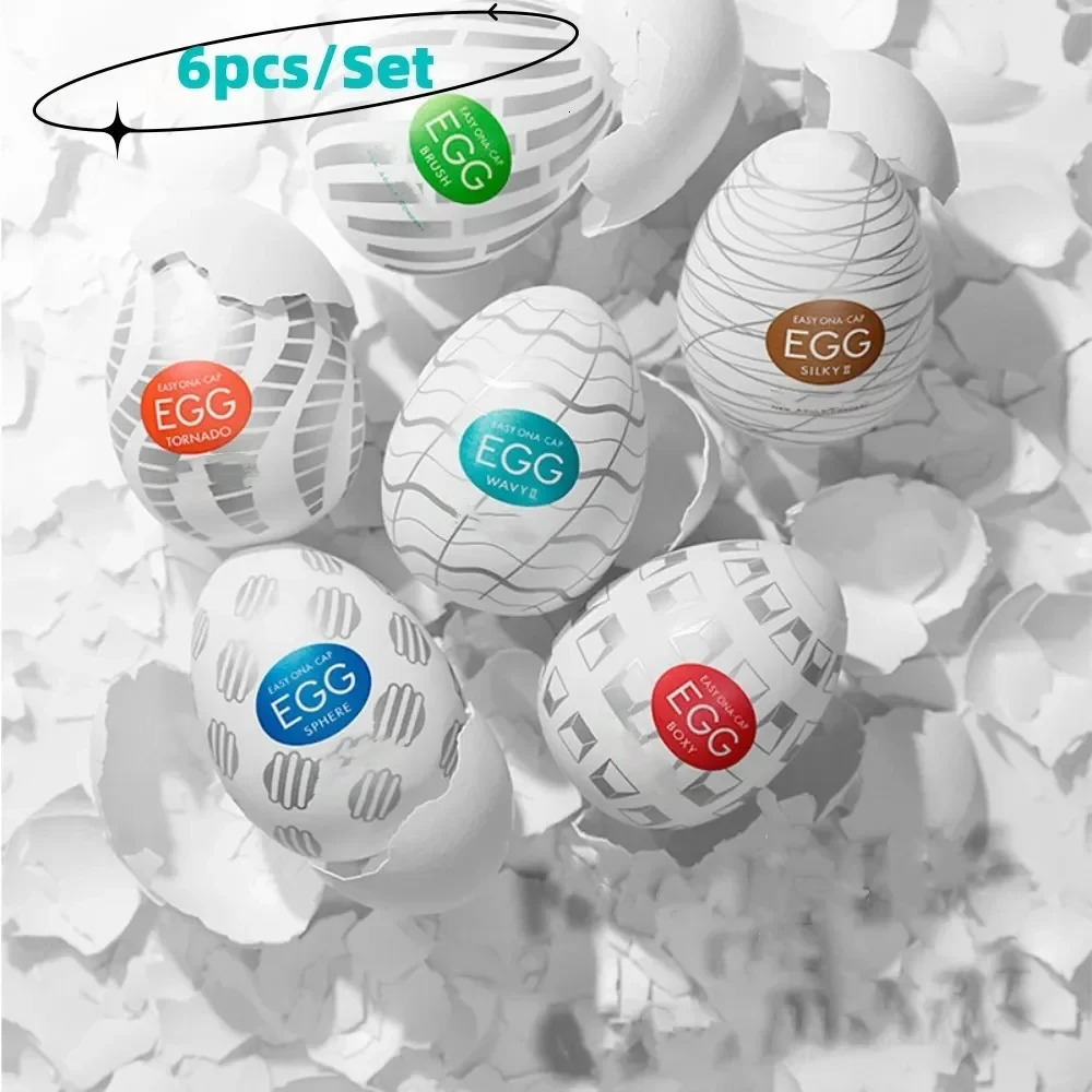 6pcs/Set Male Masturbation Cup Vagina Egg Penis Massage Adult EGG Stockings Masturbaton Portable Airplane Cups Men Sex Toys 250317