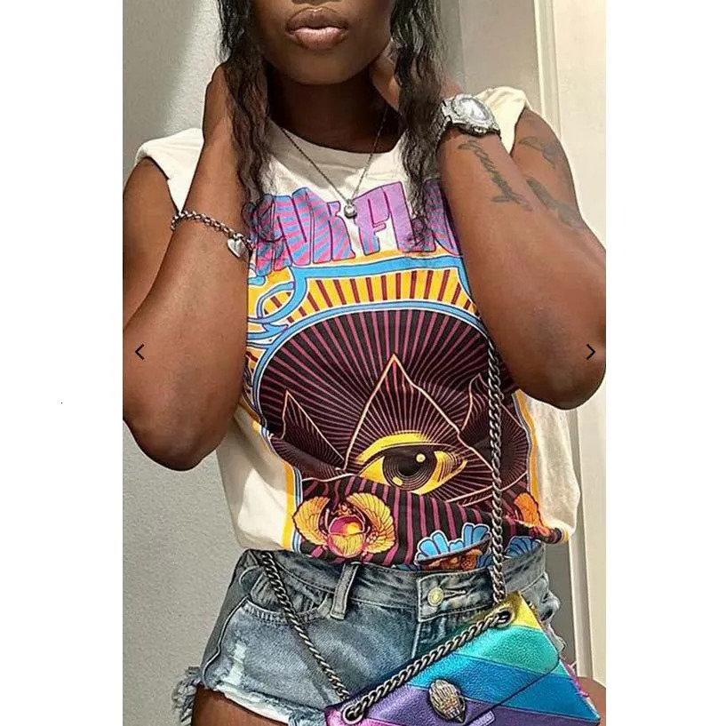 Sexy graphic T-shirt fashionable printed sportswear streetwear summer clothing womens Y2K cut vest T-shirt 250321