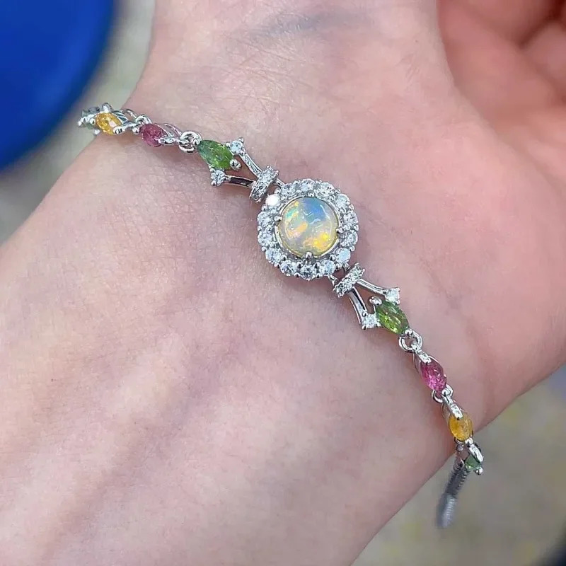 SACE GEMS ly arrived 925 sterling silver 6MM natural opal bracelet for womens engagement cocktail party exquisite jewelry 250326