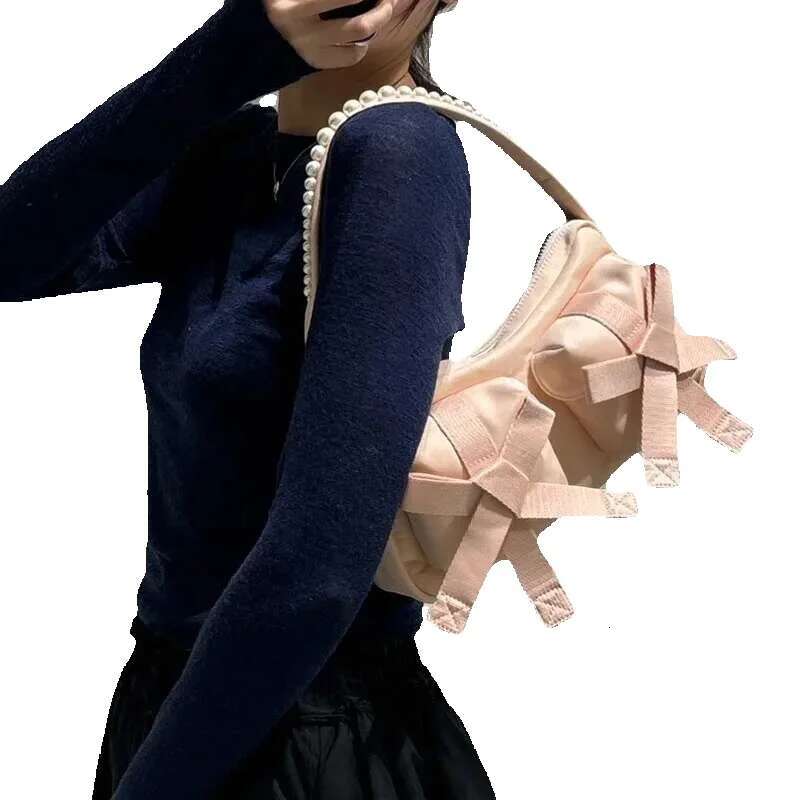 New Pearl Bow Bolsos Mujer Underarm Bag Multi-Function Square Sac Femme Shoulder Bags For Women Casual All-Match Zipper Bolsas