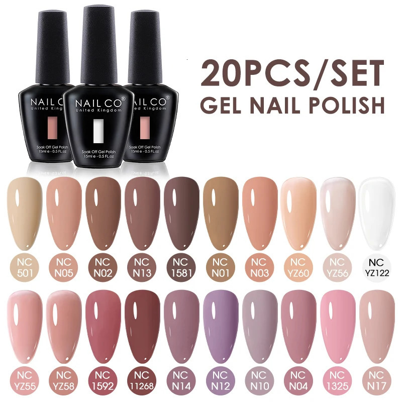 NAILCO 15ml 10/20pcs Gel Nail Polish Set Spring Summer Color UV Gel Nail Art All For Manicure Gel Paint For DIY Professionals 250326