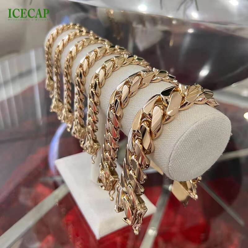 Custom Luxury Design Moissanite Cuban Chain Hip Hop Necklace 925 Silver Gold Plated Miami Link Chain Necklace for Men and Women