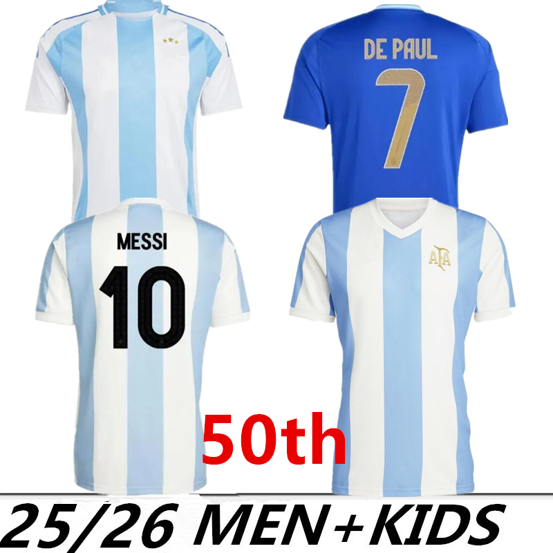 50th Argentina Soccer Jerseys 2025 2026 Otamendi DE PAUL L.MARTINEZ 50-Years Anniversary DYBALA DI MARIA TAGLIAFICO Maradona national team 24 25 football men