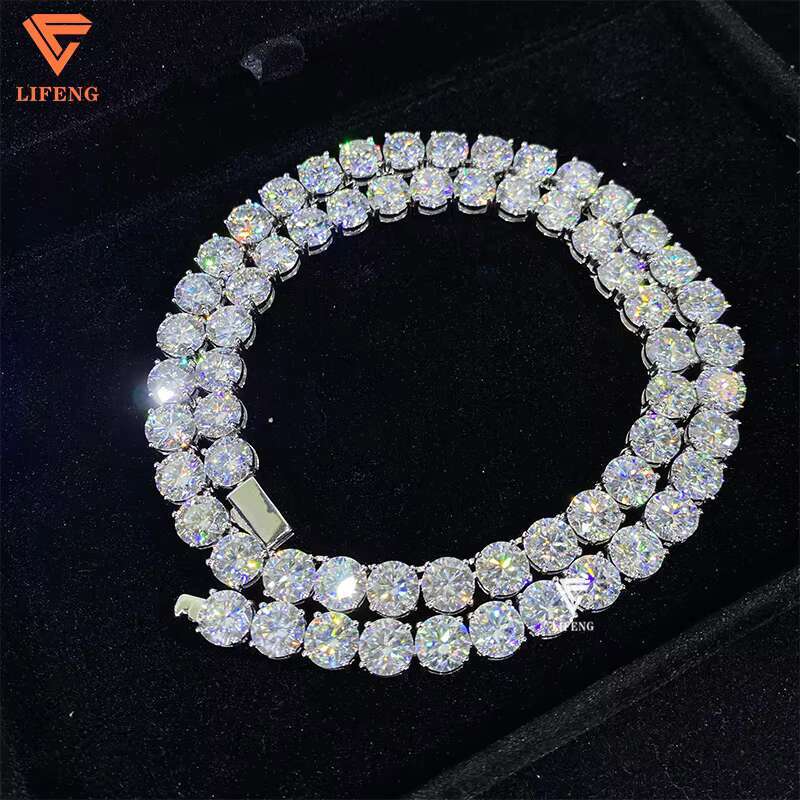 High Quality 925 Silver Moissanite Tennis Necklace 3/4/5/6/8mm Shine Link Chain White Gold Plated Birthday Gift VVS Diamond