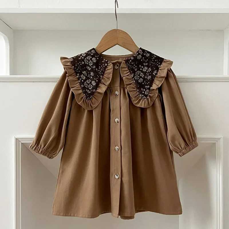 New autumn 2024 2-6-year-old girl Par dress long sleeve cotton embroidery patchwork baby jumpsuit children princess dress sisters dress W250326