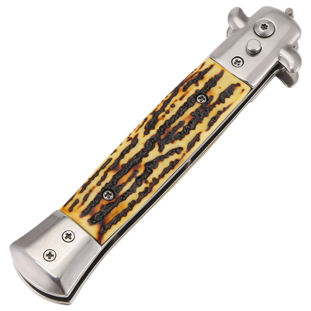 1 automatic stainless steel comb folding knife hair trimmer comb accessories butterfly mens pocket knife 250325