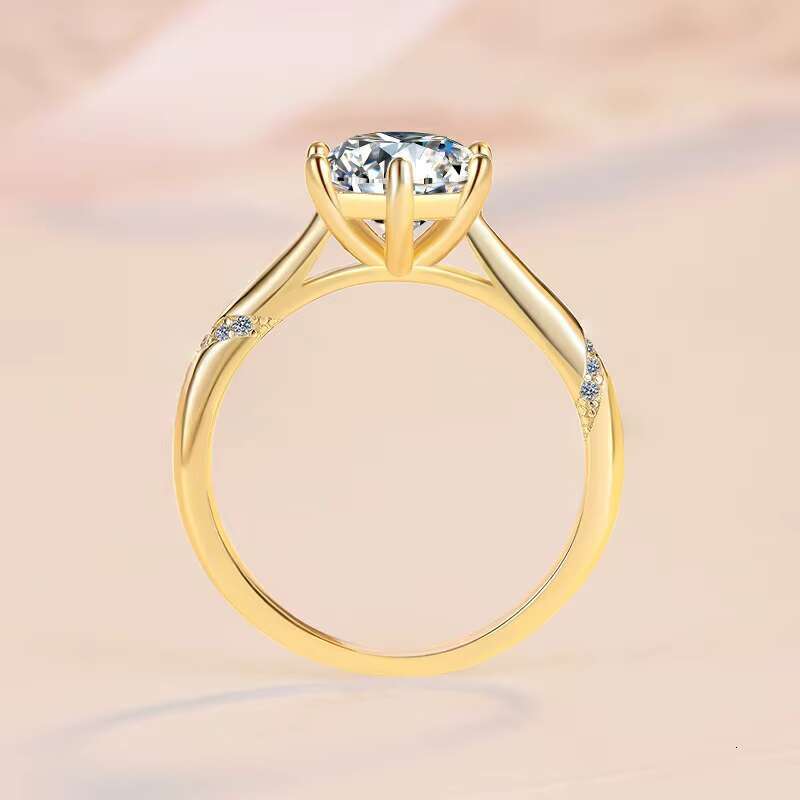 18K Gold Plated Moissanite Ring 925 Sterling Silver Jewelry Female Senior Sense Factory Wholesale Cross-Border Live Ring