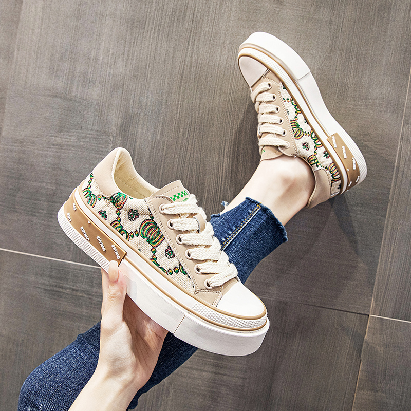 Designer Shoes 2025 New Canvas Shoes Women's Breathable And Comfortable Sports Shoes Casual Thick Soled Women's Shoes Student Multi Function