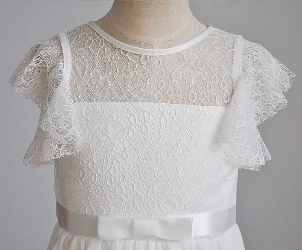 Hetiso Chiffon Flower Girl Dress Hollow Lace Childrens Wedding Performance Par Pageant Dress Teen Bridal Dress 4-13 Years Old W250326