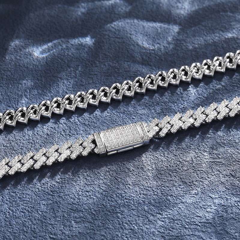 Fine Jewelry Unisex Cuban Chain Necklaces Moissanite Iced Out Chain 10mm 8mm 6mm Hip Hop Jewelry