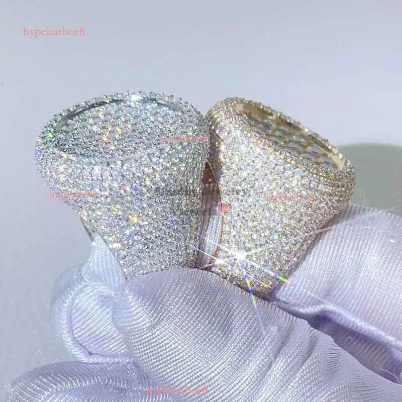 hot selg solid pass dia tester hip hop iced out men vvs moissanite rings sterg sier
