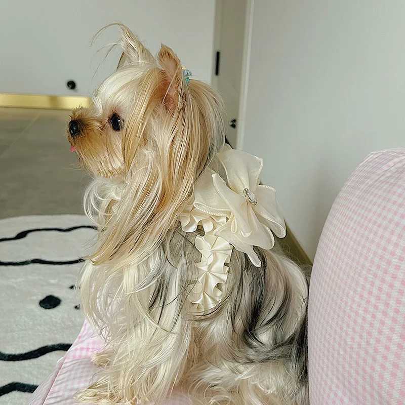 Dog and Cat Strap Set Adjustable Lace Bow Pet Strap Cute Puppy Princess Dress Walking Collar Chihuawak X250326