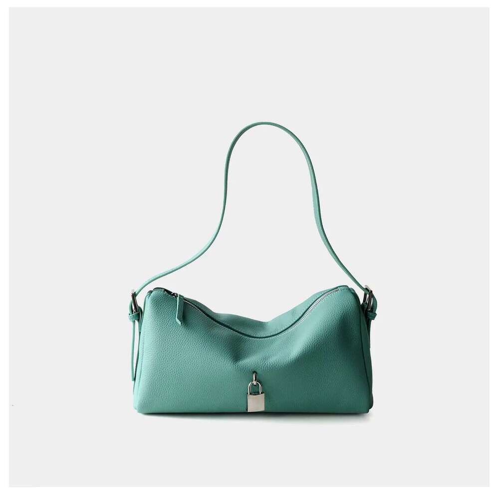 Women's Bags Ins Chic LOCK Design Soft Horizontal Cydrical Shape Pillow 100% Real Leather Women Shoulder Bag Yellow Purse