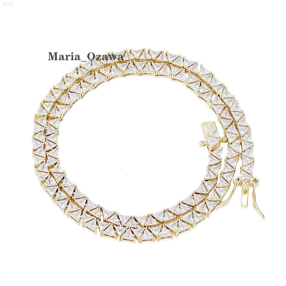 Medboo Fine Jewelry 14k Yellow Gold Vvs1 d Moissanite Tennis Necklace 5mm Tennis Chain New Triangular Jewellery Gift