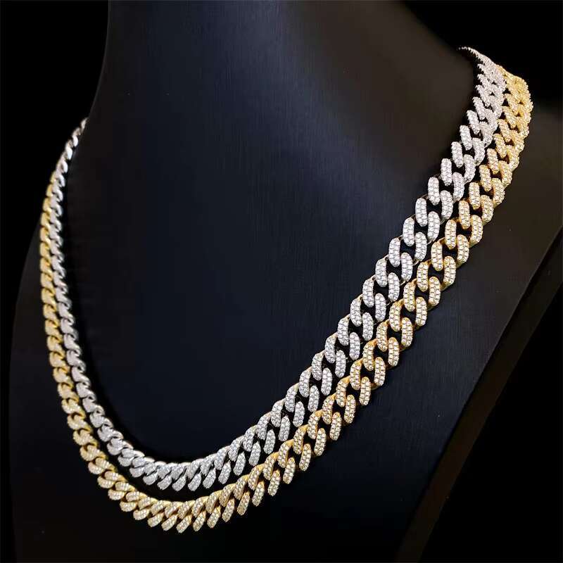 Sterling Silver 925 10mm Cuban Moissanite Jewelry Miami Cuban Link Chain