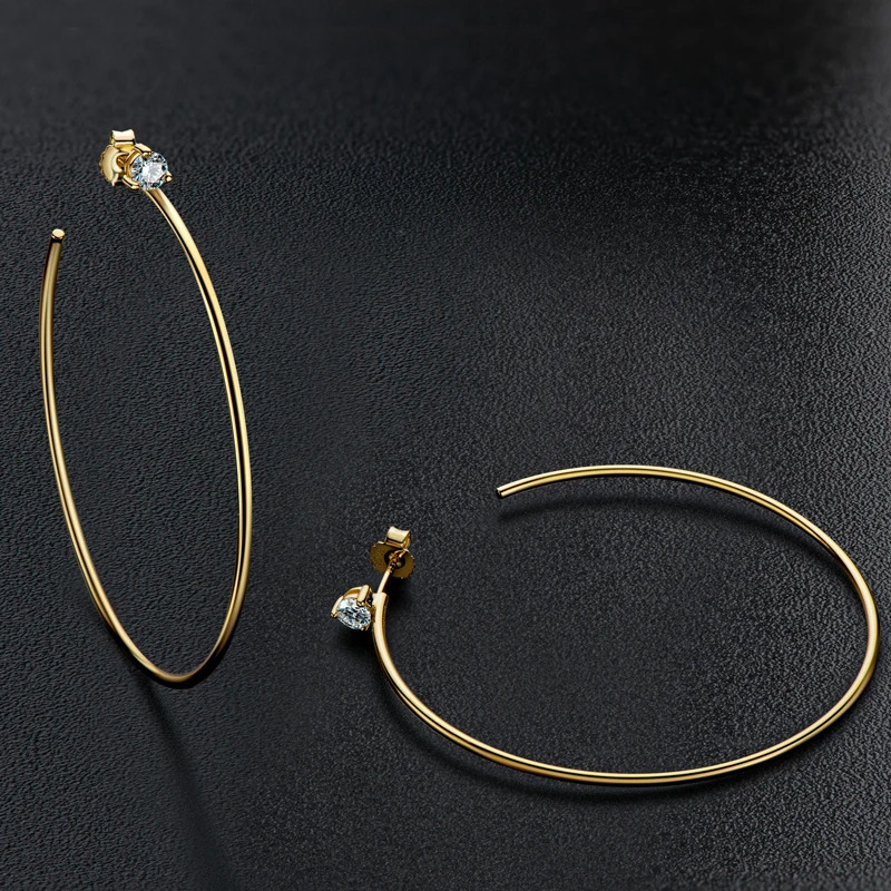 Anziw Korean 4.0mm Large Big Hoop Earrings Silver 925 for Women Simple Open Circle Piercing Ear Jewelry Party Gift 250318
