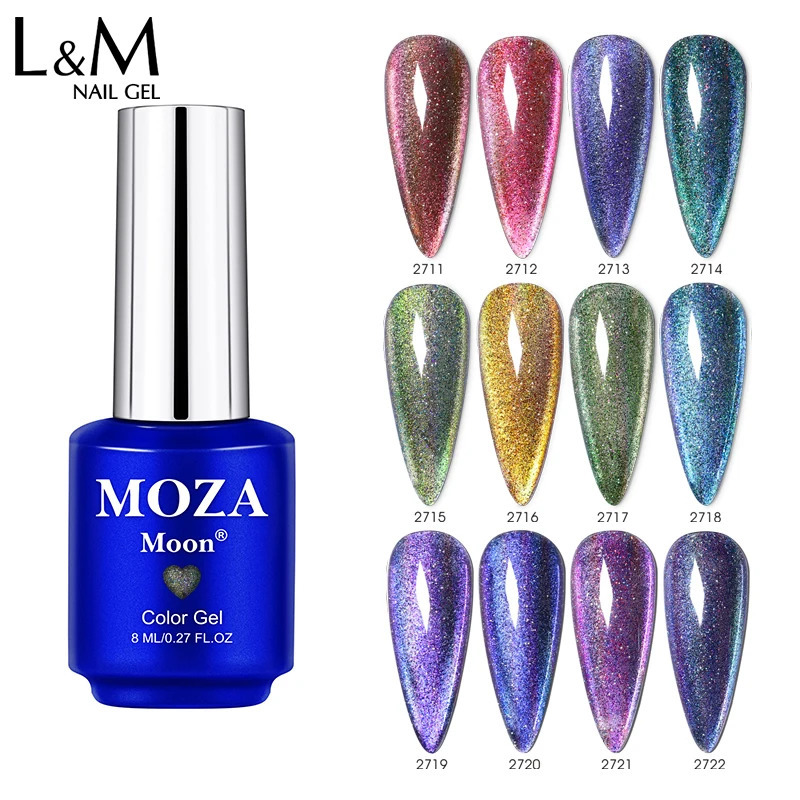 MOZA Moon Cat Eye nail Gel Varnish Semi Permanent Gel Nail Art Gel 8ML Glitter Effect Soak Off UV Gel for Nails n Gelak 250326