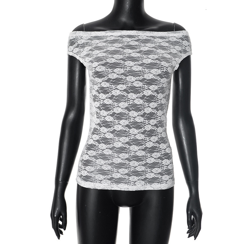 2025S Fashion Designer D TP Women S Spring And Summer New Sexy Lace Simple One Shoulder Short Sleeved Top