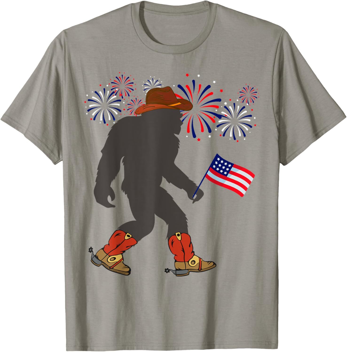 T shirt for Mens Funny 4th of July Celebrate Independence Patriotic Bigfoot Graphic Tee Casual Tops Clothes Short sleeve