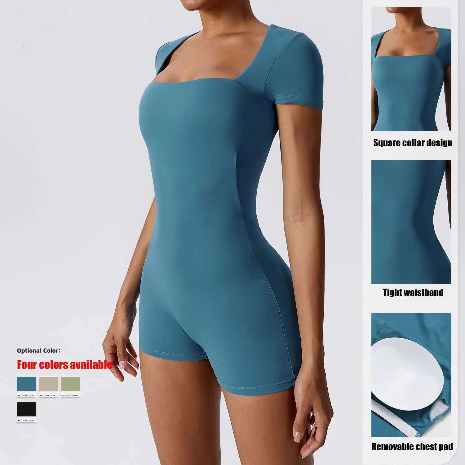 Summer yoga set womens short sleeved sportswear short sleeved gym clothing push up training fitness yoga tight fitting sportswear W250326