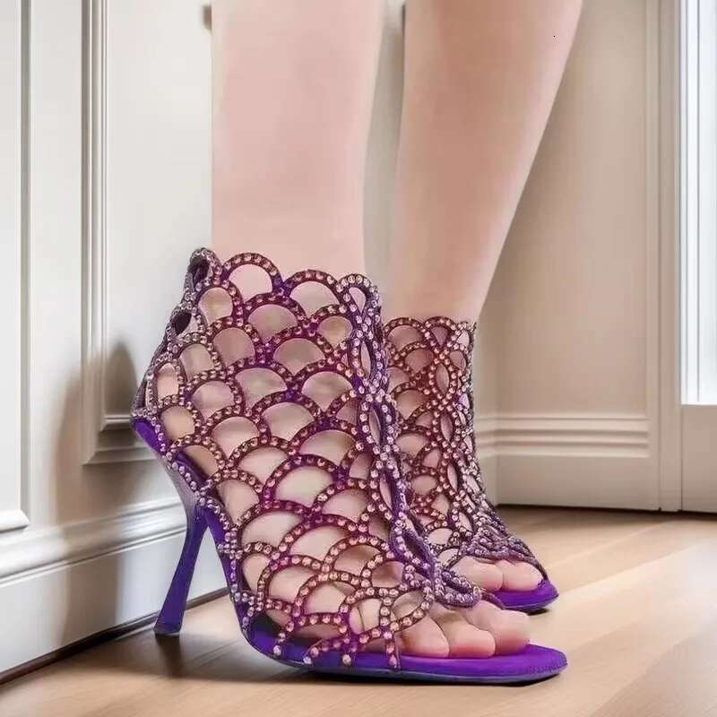 High Heel Women S Spring And Summer New Fashion Stiletto High Heels Large Sizes Water Dia Rear Zipper Hollow Out Cool Boots