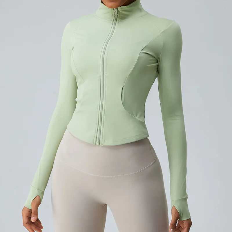 New outdoor running yoga jacket elastic womens sports jacket gym sports long sleeved womens quick drying tight zipper hooded sweatshirt W250326