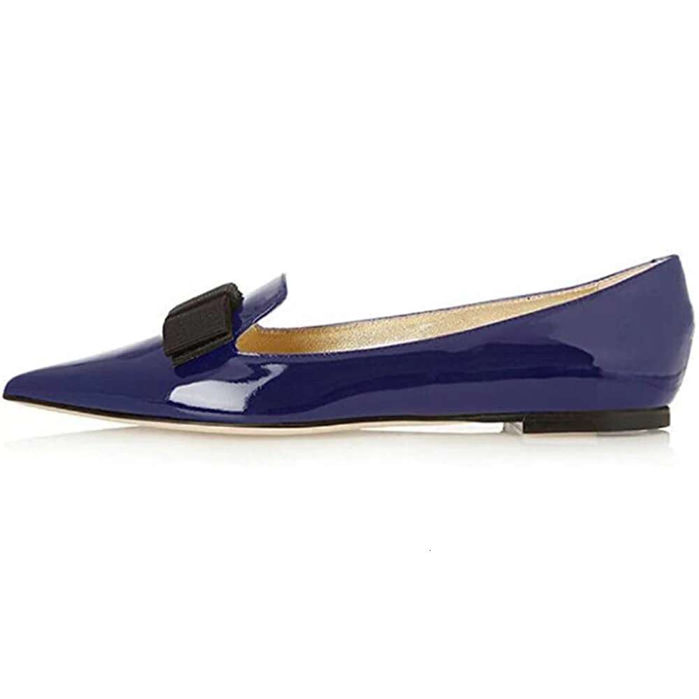 Lovirs Women Pointed Toe Bowknot Flats Patent Leather Casual Slip on Drees Flat Leisure Shoes Plus Size US5-15