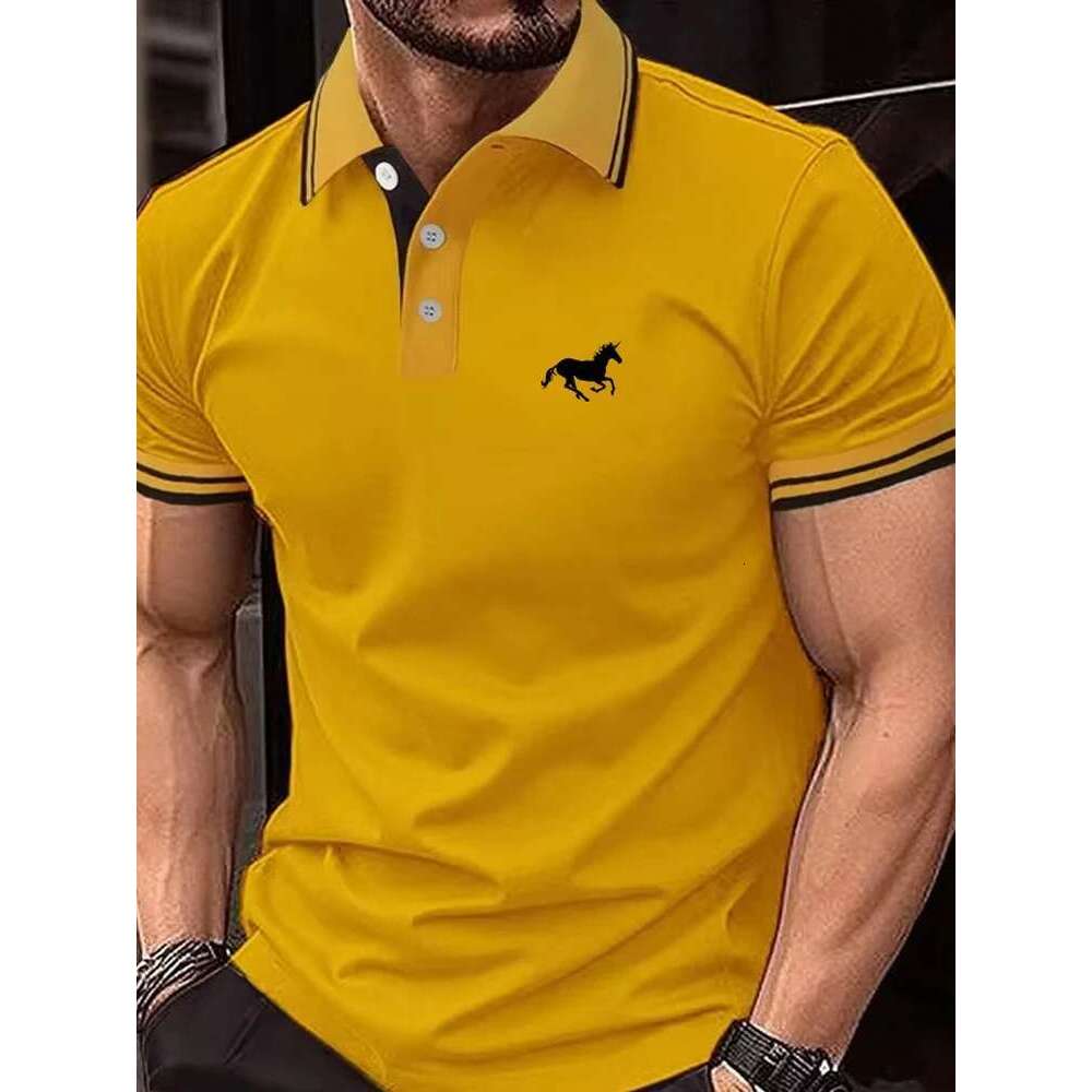 New Men s T shirt Classic Short Sleeve Polo Summer Top Casual Style Button Collar Super Large S XL
