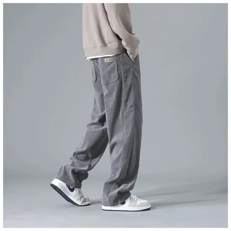 2024 Japanese Retro Corduroy Mens Casual Pants Spring and Autumn Straight Leg Work Clothes Trouser Style Fashion Sports 250326