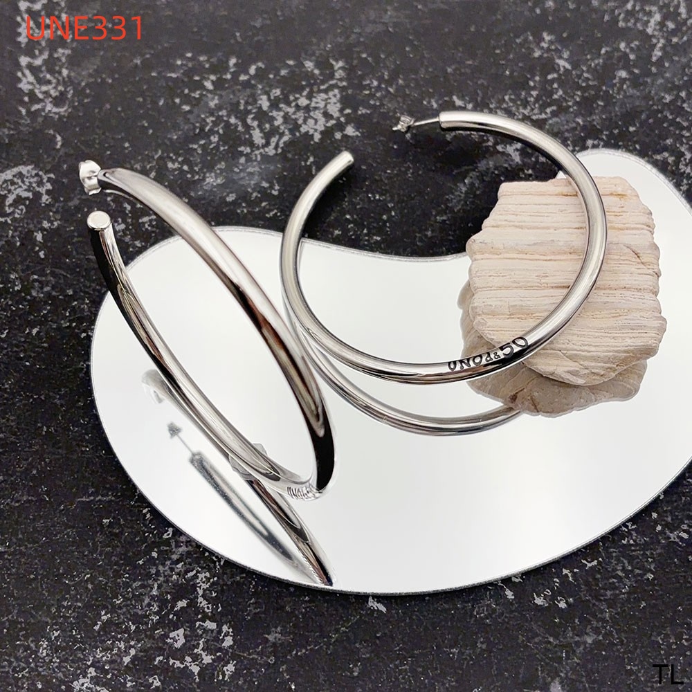 Fashion Women Men Silver Rose Gold Stainless Steel Uno de50 Lock Key Retro Oil Moon Span Hoop Earrings Jewelry