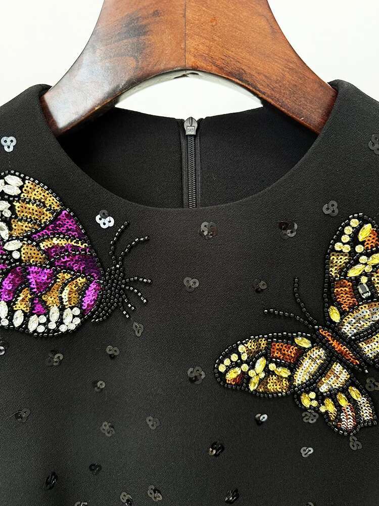 HIGH STREET Newest 2025 Fashion Stylish Designer Women's Dias Colors Sequined Sleeveless Tank Dress