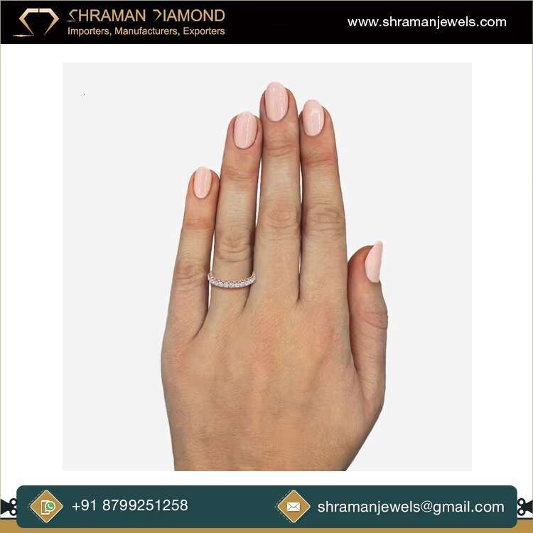 Manufacturer of Top Quality Womens Jewelry 3.12 CTS and 8.96 Grams Full Eternity Round Moissanite Diamond Ring for Wedding Gift