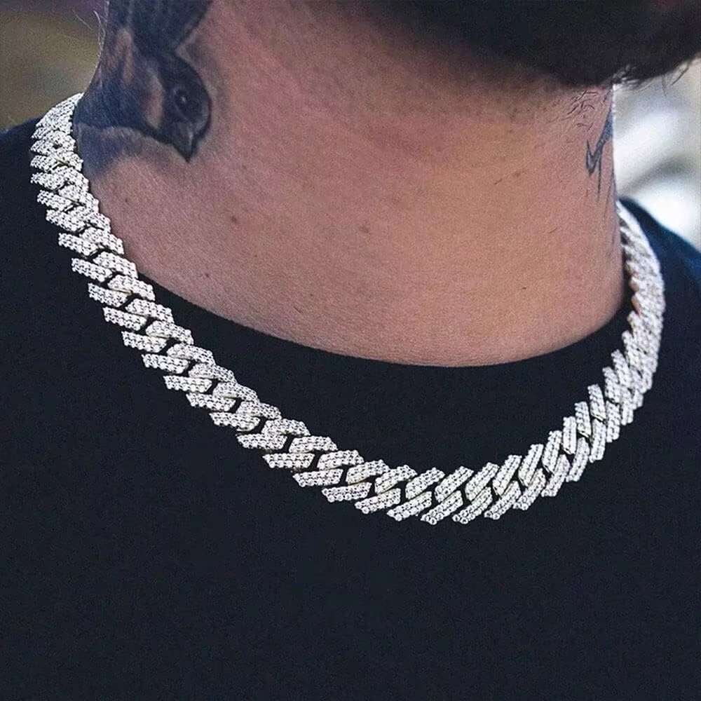 Moissanite Cuban Chain Big 20mm 925 Sterling Silver Rose Gold VVS Moissanite Diamond Hip Hop Moissanite Cuban Link Chain for Men