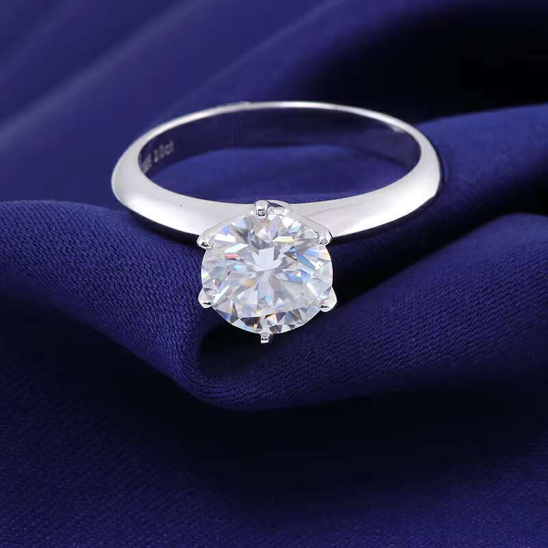 Luxury 925 Sterling Silver Moissanite Diamond Rings 2ct Round VVS D Color GRA Wedding Engagement Rings Gift