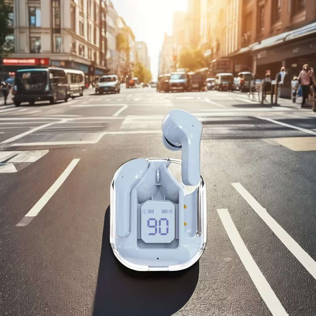 Portable In Ear Wireless Earphones, Digital Display, Long Battery Life, Transparent Charging Box - Original Manufacturer