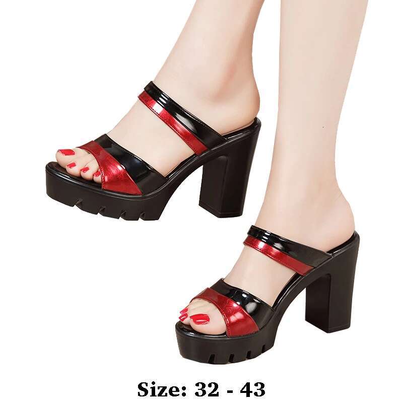 2025 Summer New Women's Designer Fashion Leather Sandals 10cm High Heels Thick Open toed Elegant Shoes Black and White