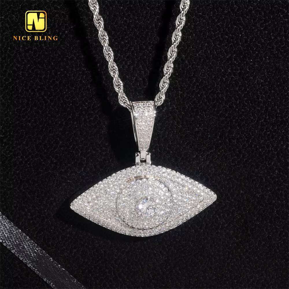 Iced Out Pendant VVS Moissanite Diamond 925 Sterling Silver Custom Hip Hop Moissanite Jewelry Pendant Necklace