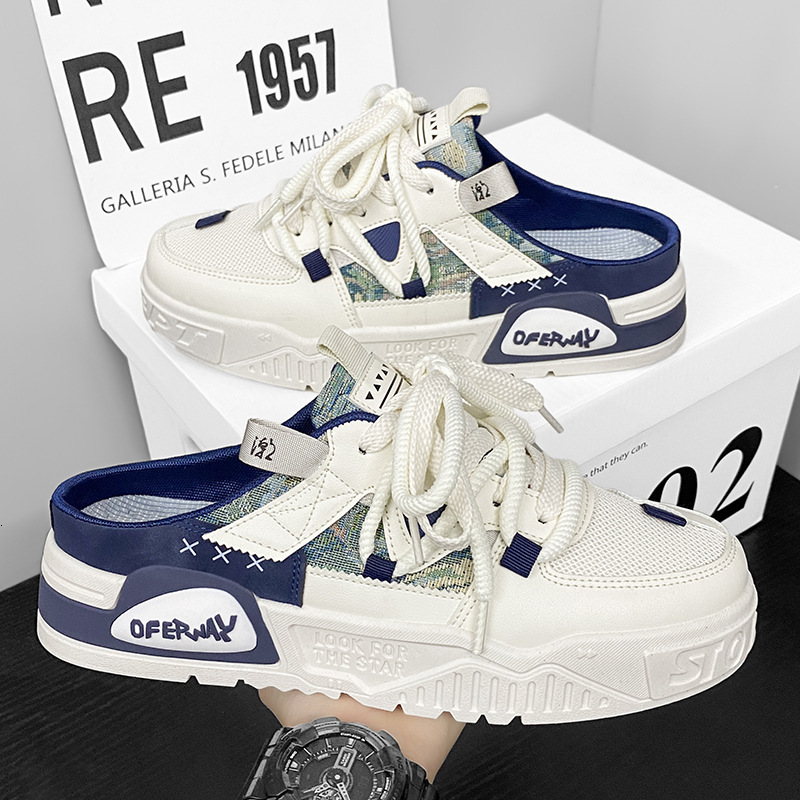 2025S New Trend Designer Baotou Half Slippers For Men Summer Outerwear Lazy One Step Stepping No Back Heel Men S Mesh Board Shoes Youth Cool Dragging