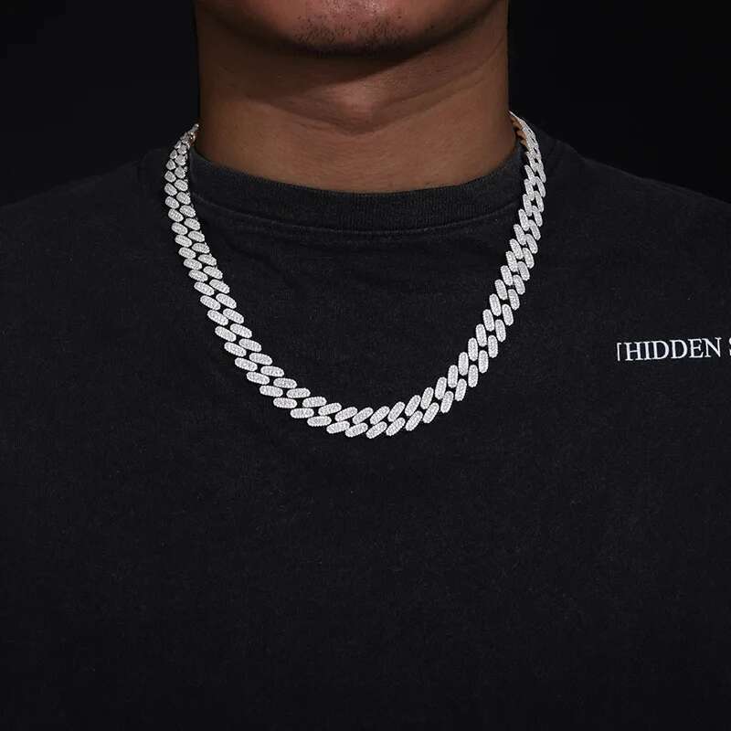 TUHE Unisex New Hip Hop Cuban Chain High Quality VVS1 Moissanite Cuban Chain Necklace 925 Silver For Men Hip Hop Jewelry