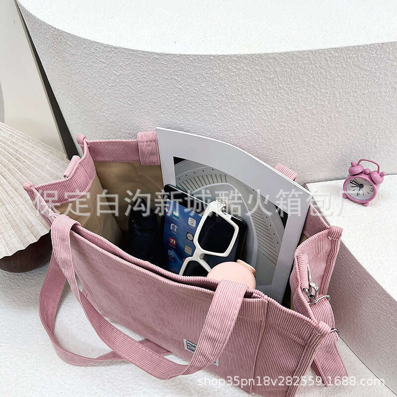 Computer corduroy shoulder handbag, 2024 new tote Korean version, fashionable Sen series crossbody bag, large capacity