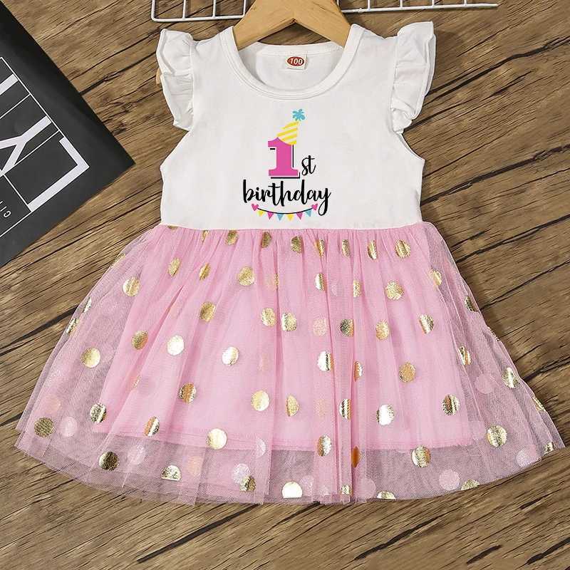 Girl Birthday Cute Dress Birthday Number 1 2 3 4 5 6 Graphic Princess Dress Clothes Baby Girls Tulle Dress Casual Clothing W250326