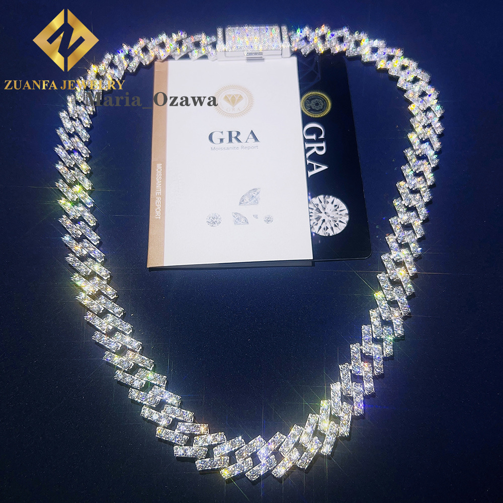 Silver Cuban Link Chain Zuanfa Jewelry Pass Diamond Tester Gra Vvs Moissanite Cuban Link Chain