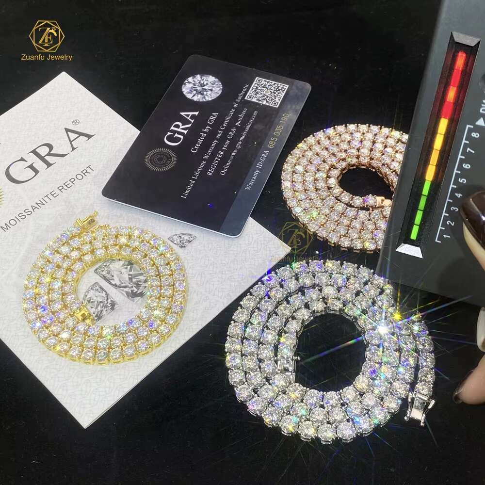 Cheapest Price Hip Hop 925 Silver Gra VVS Moissanite Diamond Tennis Chain 3MM 4MM 5MM Necklace Bracelet Men Women Hiphop Jewelry