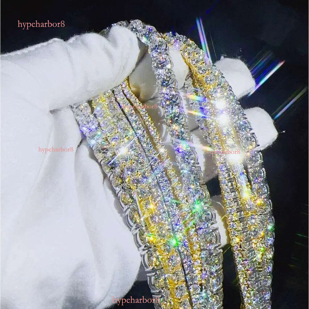 Top bracelet tennis Hip Hop sier necklace fashion Jewelry Pass Dia Tester 6mm vvs moissanite iced out cuban chain for men women